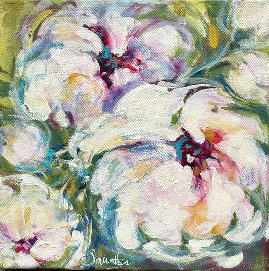 Peonies in White 10"x10"