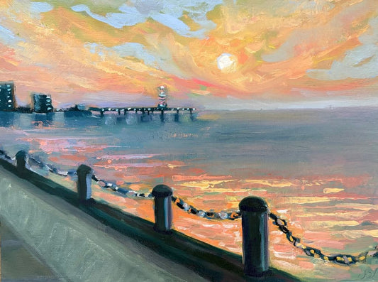 Burlington Pier Sunrise2 9x12