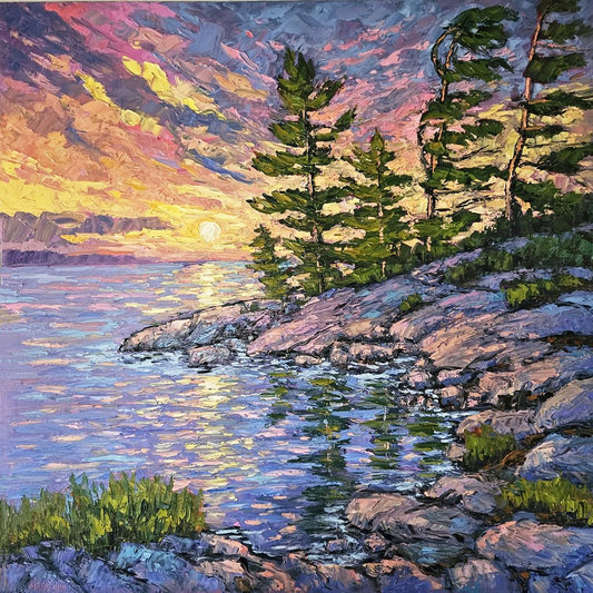 Last Rays on the Rocky Shores 30"x30"