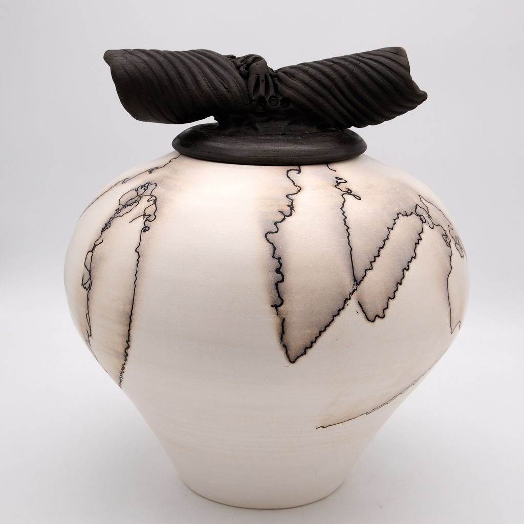 Horse Hair Raku Jar