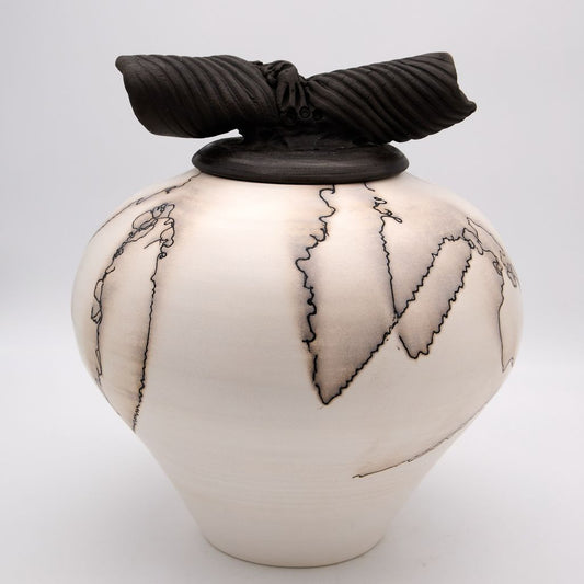 Horse Hair Raku Jar